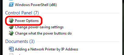 Windows 7 Power Options